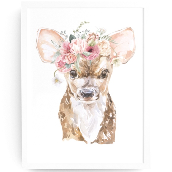 Watercolor Floral Deer Wall Art Illustration Print Poster Card Unframed - Picture 8 of 8